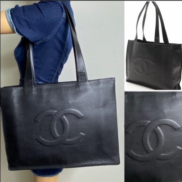 CHANEL Handbags - 💎✨Authentic✨💎CHANEL Black Caviar Skin Tote Bag